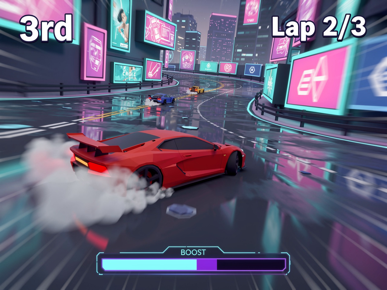 Concept art illustrating the Racing genre